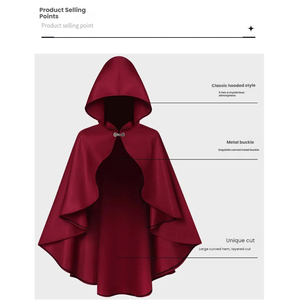 Capa Medieval con Capucha para Mujer, Disfraz <span class=keywords><strong>de</strong></span> Halloween, Capa <span class=keywords><strong>de</strong></span> Mago o Vampiro, Disfraz para Representaciones Escénicas y Juegos <span class=keywords><strong>de</strong></span> Rol - Product Image 6
