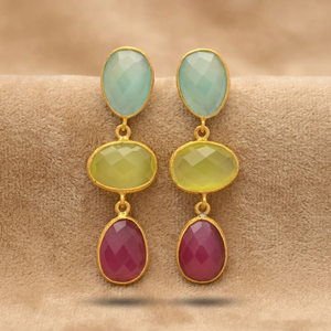 Pendientes de Latón al por Mayor, Hechos a Mano, Estilo Étnico, Unisex, con Piedras Preciosas, Fabricante y Proveedor de Marca - Product Image 3