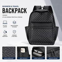 Sac à dos pour ordinateur portable tendance en cuir PU monogrammé, imperméable, multi-poches, pour les trajets quotidiens et les voyages