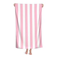 Factory Customized Classic Pink Striped Soft Quick Dry Easy to Clean Microfiber Towel for Beach