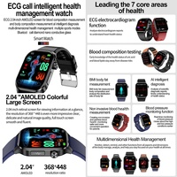 Reloj inteligente ET580, pantalla AMOLED de 2,04 pulgadas, 380mAh, BT, teléfono de llamada SOS, ECG, composición de la sangre, monitor de salud, reloj inteligente ET580