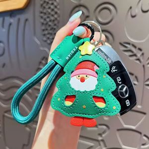 2026 Santa Claus PU Leather Keychain Cute Christmas Stockings Leather Pendant Creative Bag <b>Ornaments</b> - Product Image 5