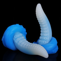 Plug anal en forme de pénis, modèle Plover Dragon, en forme de bâton, à commande manuelle, à toucher doux, lumineux, pour usage anal masculin, avec tentacules d'octopus.