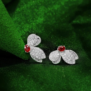 Pendientes de Mariposa con Diamantes y Rubíes en Oro Blanco de 18K Xinfly para Mujer, Asimétricos, Elegantes, Joyería Fina, Listos para Enviar - Product Image 3