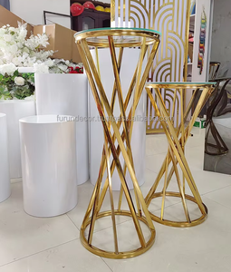 Mesa de soporte de pastel de acero inoxidable dorado para recién casados, muebles de comedor de boda de Metal elegante con atractivo decorativo - Product Image 6