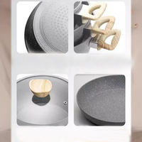 Ensemble de 10 ustensiles de cuisine de haute qualité – Nouvelle arrivée – Usage domestique – Alliage d'aluminium – Poignée en bois – Batterie de cuisine – Casserole – Poêle à frire profonde