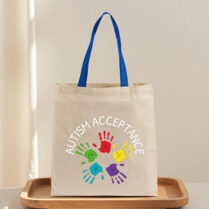 Custom Reusable Shopping Shoulder Bag Charity Event Gift Contrast Handles Heavy <b>Canvas</b> <b>Tote</b> Bag with Color Handles - Product Image 1
