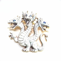 Broche émail Dragon à Trois Têtes, Épingle Métallique Vintage Dragon pour Vêtements, Chapeaux, Revers, Bijoux, Cadeau