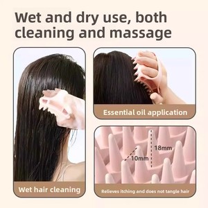 Zenidoo HYH193 Double-Toothed Long-Shaped <b>Silicone</b> Massage Comb & Hair Washing <b>Tool</b> for Baby-Fashionable Head Brush - Product Image 5