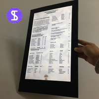 Carte de menu LED one piece pour A4, 1 pages, avec bouton marche/arrêt manuel, produit standard, en noir PU uni, sans logo