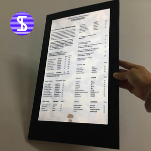 Eine seiten LED menü karte für A4 einsatz mit eine Manuelle on off schalter standard produkt in schwarz <span class=keywords><strong>plain</strong></span> PU keine logo - Product Image 6