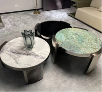 Ensembles de table basse aviateur de luxe en marbre ou en bois de bouleau ou en acier argenté table basse de meubles design abstrait dragon mart dubai