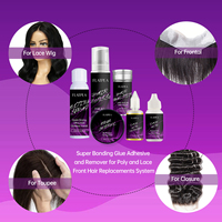 Kit de Soins Complet pour Perruques OEM - Dissolvant de Colle pour Perruques en Dentelle, Outils de Coiffage pour Cheveux Noirs, Usage Quotidien