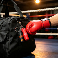 Porte-clés Sac de Boxe Personnalisé avec Logo Imprimé, Mini Gants de Boxe 3D en PU, Pendentif Sac de Boxe, Porte-clés en Cuir