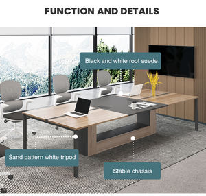 Bureau de poste de travail de bureau de jambe en métal de conception simple avec le dessus en bois et la table de <span class=keywords><strong>conférence</strong></span> de prise - Product Image 5