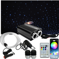 Projecteur LED RVBW 32W à fibres optiques effet ciel étoilé, contrôle via application/télécommande/son, construction en alliage d'aluminium pour plafond de voiture effet ciel étoilé