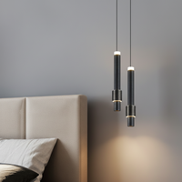 Petit luminaire suspendu LED noir cylindrique à économie d'énergie 7W pour la maison moderne, l'hôtel, le restaurant, le bar