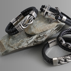 Pulsera de Cuero con Diseño Elegante y Nudo Infinito, Brazalete de Cuero Trenzado Negro para Hombre, Acero Inoxidable 316L - Product Image 6
