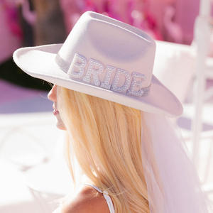 Personnalisé Western femmes perle perlée Fedoras casquettes mariée Cowboy <span class=keywords><strong>chapeau</strong></span> poule <span class=keywords><strong>Mme</strong></span> Cowgirl <span class=keywords><strong>chapeau</strong></span> pour fête de mariage enterrement de vie de jeune fille - Product Image 2