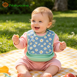 Bavoirs imperméables pour bébé, bavoirs dessin animé avec poche anti-bavure, bavoirs d'alimentation amovibles en EVA pour nouveau-né - Product Image 1
