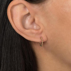 Wholesale Minimalist Fashion Jewelry 925 <b>Silver</b> Gold Bead <b>Huggie</b> <b>Earrings</b> - Product Image 2