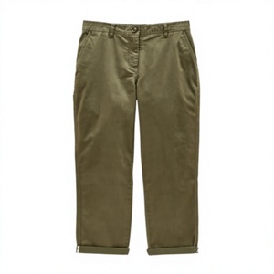 Pantalon décontracté en coton sergé extensible, coupe régulière, taille mi-haute élastique, pour femme, grandes tailles, respirant, coupe-vent, écologique - Product Image 2