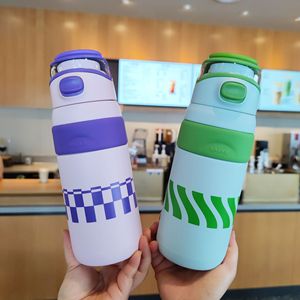 Stainless Steel Insulated Water Bottle 500ml For Outdoor Travel Sports Office Use With Lid Direct Drinking - Product Image 1