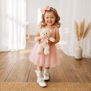 Robe Tutu Rose pour Fillettes en Gros, Jupe en Tulle Tricotée Côtelée avec Nœud, Robe de Princesse pour Fête d'Anniversaire OEM ODM - Product Image 3