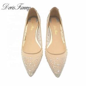Wholesale Luxury Women's Silver Mesh Crystal Ballet <b>Flats</b> Lightweight Comfort Pointed Toe Summer Spring <b>Wedding</b> Bridal Use - Product Image 2