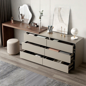 Table de <span class=keywords><strong>maquillage</strong></span> télescopique en bois avec rangement intégré, éclairage intégré, design moderne et simple pour petit appartement ou chambre à coucher - Product Image 2