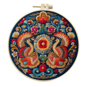 Fellows Handmade <b>Embroidery</b> DIY Starter Cross Stitching <b>Kits</b> for Beginners with Cotton Fabric Foundation Round Shape - Product Image 4