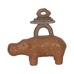 Statuetta di ippopotamo con pietre impilate, scultura in resina per decorazioni per la casa, bagno, ufficio, studio, soggiorno - Product Image 1