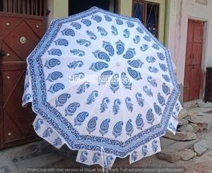 Parasol indien en coton imprimé à la main, pliable, avec tube en fer robuste, protection solaire, motif floral - Product Image 5