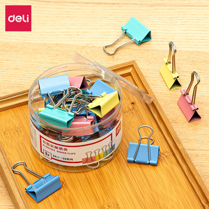 Deli Binder Clip 32mm Colorful Long Tail Clips 24-Pack Office Supplies - Product Image 1