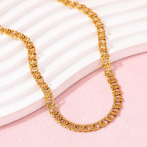 Joolim 18kゴールドメッキPVDチャンキーキューバ中空バンドチェーンチョーカーネックレス,女性用 - Product Image 6