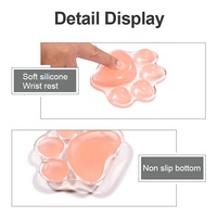 Repose-poignet en silicone transparent rose en forme de patte de chat, tapis de souris de jeu avec design résistant à l'eau et anti-rayures pour une utilisation au bureau