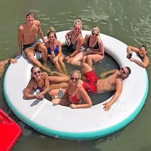 Manufacturer Custom Portable Floating Water Hammock Lounger Pool Inflatable Water Hammock with Mesh Center for Recreation