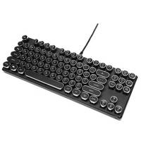 Keyboard Gaming Mekanik Retro 87-Tombol Baru dengan Lampu Latar RGB dan Nuansa Metalik, Koneksi USB Berkabel