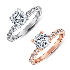 Custom Fine 925 Sterling Silver Women Jewelry Set S925 Zircon CZ Cubic Zirconia Diamond pave setting Engagement Wedding Ring