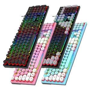 Keyboard berkabel untuk k-snake K4, Keyboard uniseks modis Desktop Laptop blok warna Punk