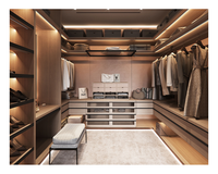 Système de dressing de luxe pour chambre de couple, armoire de rangement ouverte en bois, design de mobilier de dressing