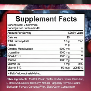 Gummies de créatine monohydrate OEM, gummies pré-entraînement, complément pour développer les muscles, améliore la croissance musculaire, boost d'énergie, L-Taurine - Product Image 4
