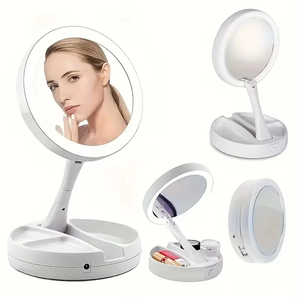Espejo de Maquillaje con Luz LED, Espejo de Vanidad con Luz Diurna, Rotación, Plegable, Cargador USB, Espejo de Vanidad Portátil, Herramienta de Belleza - Product Image 3