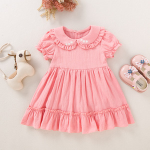 Custom High Quality Girl Dress Casual Western Short Sleeve Long Length Autumn for Children's Summer Autumn - Product Image 1
