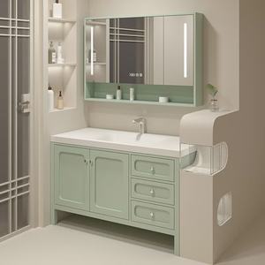 Light luxury French bathroom cabinet hot-bent integrated seamless basin washbasin cabinet - Product Image 4