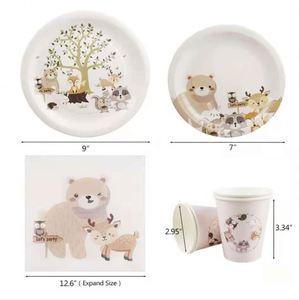 Décorations, assiettes jetables à thème animaux de la jungle, vaisselle en papier, ensemble d'assiettes, fournitures pour fêtes - Product Image 4
