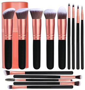 Fournisseur de pinceaux de maquillage FENGFLY, lot de pinceaux de maquillage de luxe personnalisés avec logo, 14 pièces, kit de pinceaux de maquillage rose doré, prix de gros - Product Image 2