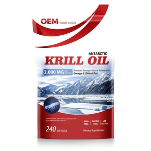 Complément alimentaire à l'huile de krill antarctique, sans gluten, riche en oméga-3 et en astaxanthine, pour la santé cardiaque et cérébrale, marque privée OEM. - Product Image 1