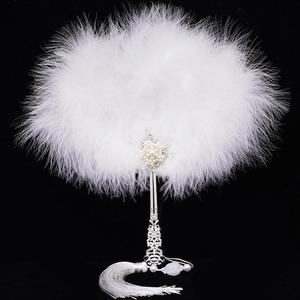 Ventaglio Rotondo in <span class=keywords><strong>Piume</strong></span> di Struzzo da 70cm per <span class=keywords><strong>Sposa</strong></span> - Accessorio Fotografico per Servizio Fotografico Nuziale, Ventaglio Tradizionale per Cerimonie - Product Image 2