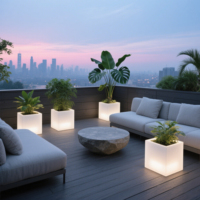 Cubo Luminoso a LED Ricaricabile per Giardino IP65, Vasi e Fioriere Luminosi da Esterno con Opzioni di Alimentazione a Batteria